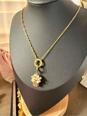 kate spade Gold-Tone Chain Popcorn Necklace with Pearl and Crystal Accents
